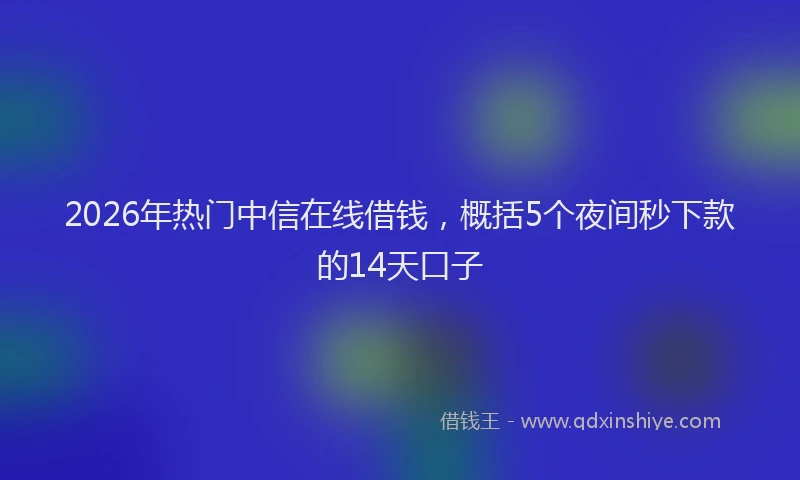 2026年热门中信在线借钱，概括5个夜间秒下款的14天口子