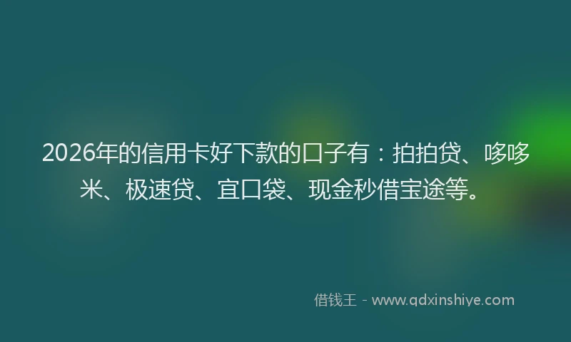 2026年的信用卡好下款的口子有：拍拍贷、哆哆米、极速贷、宜口袋、现金秒借宝途等。