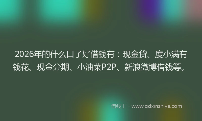 2026年的什么口子好借钱有：现金贷、度小满有钱花、现金分期、小油菜P2P、新浪微博借钱等。