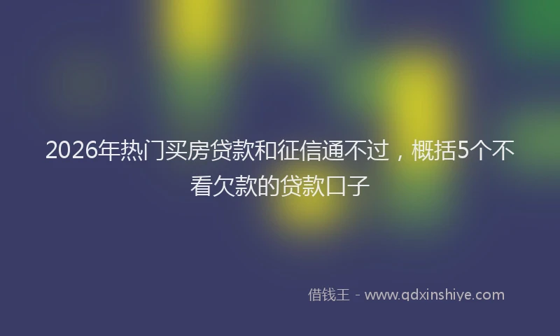 2026年热门买房贷款和征信通不过，概括5个不看欠款的贷款口子