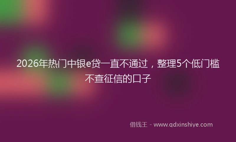 2026年热门中银e贷一直不通过，整理5个低门槛不查征信的口子