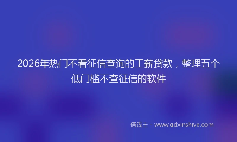 2026年热门不看征信查询的工薪贷款，整理五个低门槛不查征信的软件