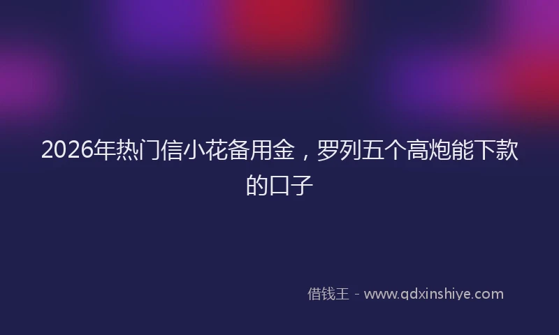 2026年热门信小花备用金，罗列五个高炮能下款的口子