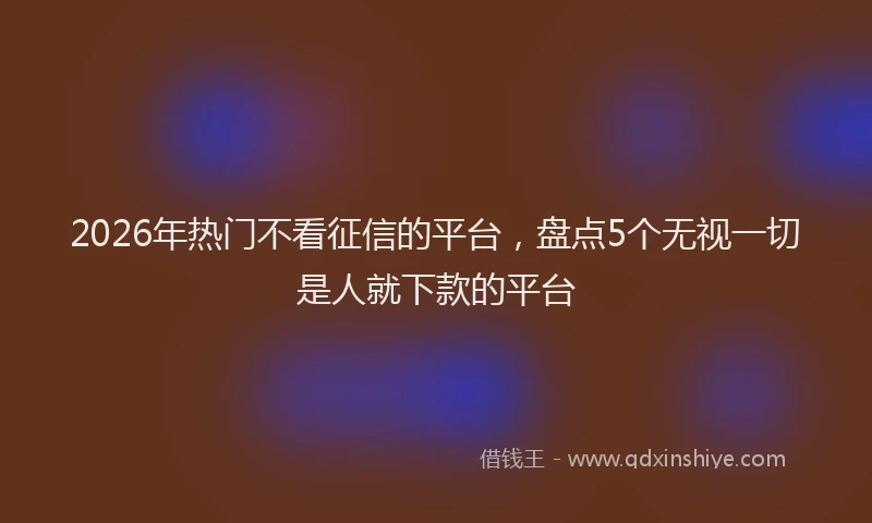 2026年热门不看征信的平台，盘点5个无视一切是人就下款的平台