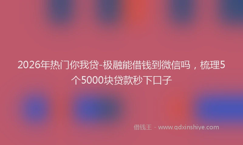 2026年热门你我贷-极融能借钱到微信吗，梳理5个5000块贷款秒下口子