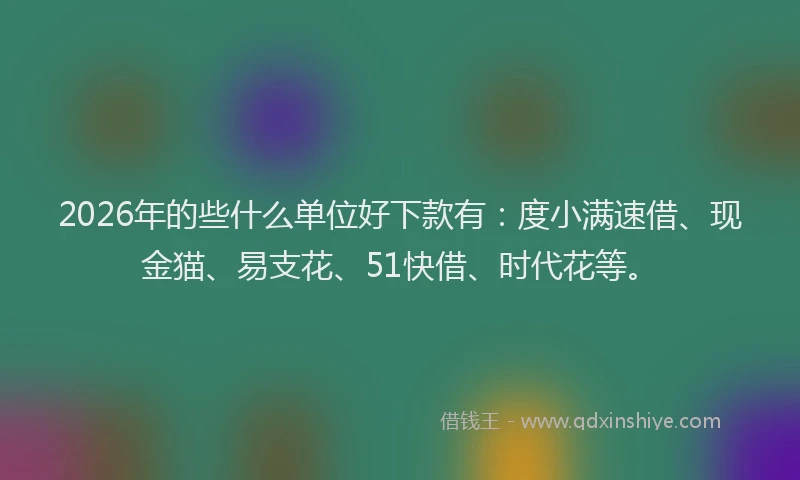 2026年的些什么单位好下款有：度小满速借、现金猫、易支花、51快借、时代花等。