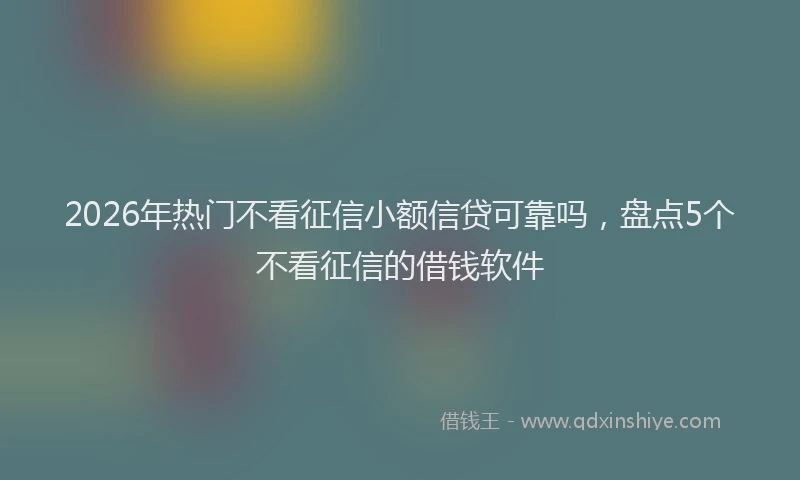 2026年热门不看征信小额信贷可靠吗，盘点5个不看征信的借钱软件