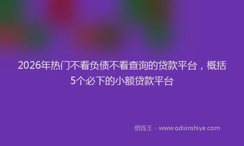 2026年热门不看负债不看查询的贷款平台，概括5个必下的小额贷款平台