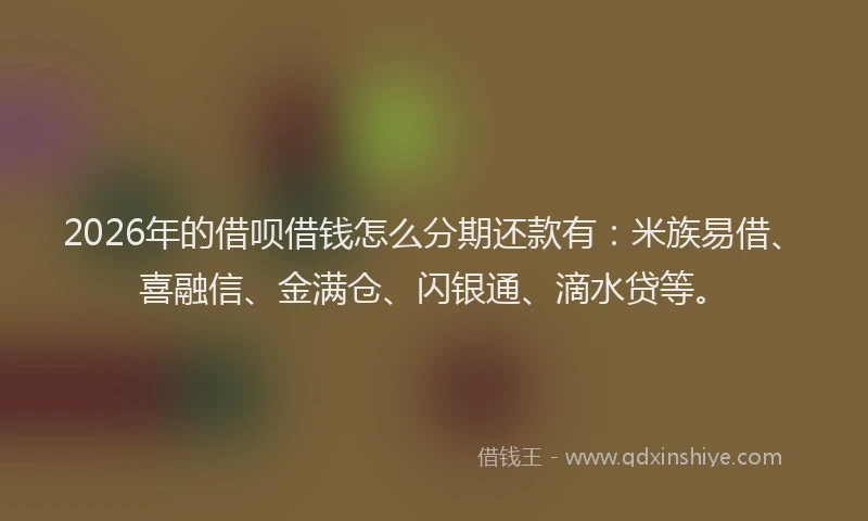 2026年的借呗借钱怎么分期还款有：米族易借、喜融信、金满仓、闪银通、滴水贷等。