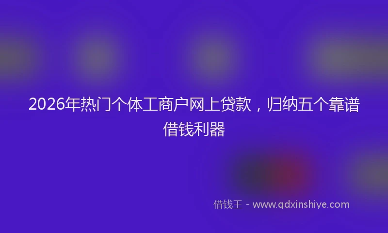 2026年热门个体工商户网上贷款，归纳五个靠谱借钱利器
