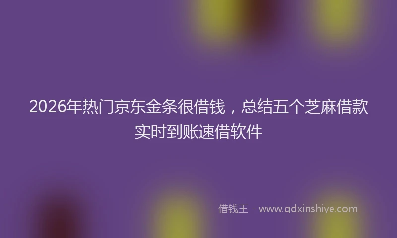 2026年热门京东金条很借钱，总结五个芝麻借款实时到账速借软件