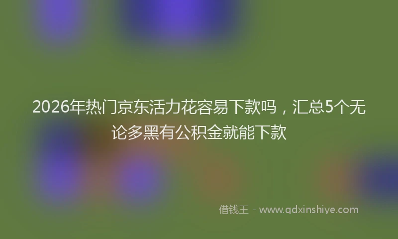 2026年热门京东活力花容易下款吗，汇总5个无论多黑有公积金就能下款