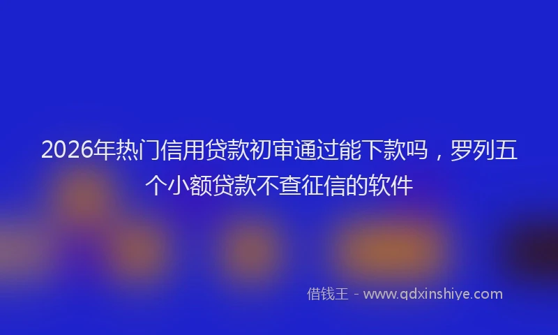 2026年热门信用贷款初审通过能下款吗，罗列五个小额贷款不查征信的软件