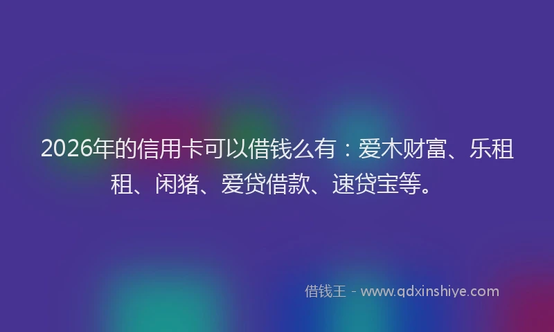 2026年的信用卡可以借钱么有：爱木财富、乐租租、闲猪、爱贷借款、速贷宝等。