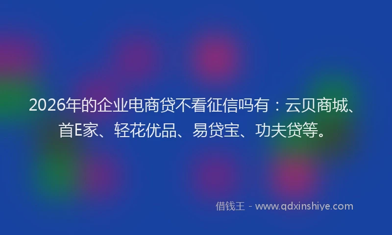 2026年的企业电商贷不看征信吗有：云贝商城、首E家、轻花优品、易贷宝、功夫贷等。