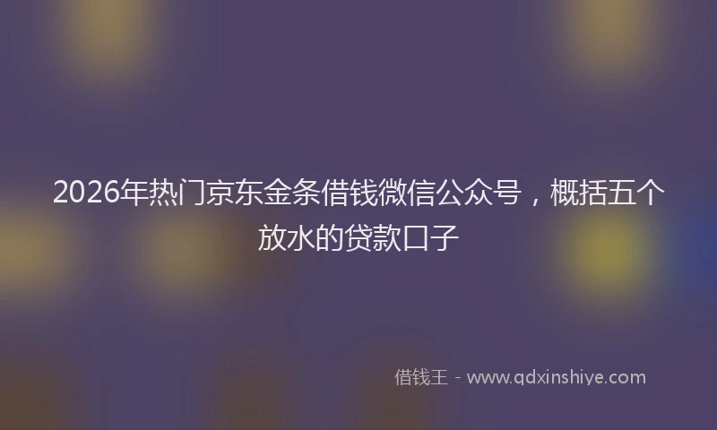 2026年热门京东金条借钱微信公众号，概括五个放水的贷款口子