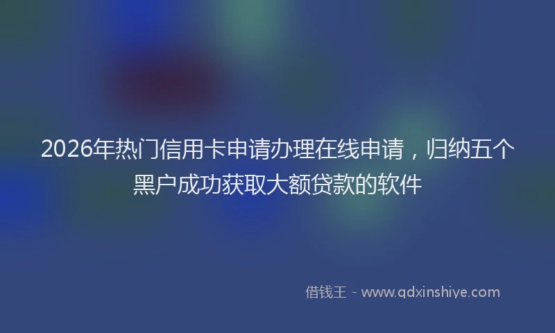 2026年热门信用卡申请办理在线申请，归纳五个黑户成功获取大额贷款的软件