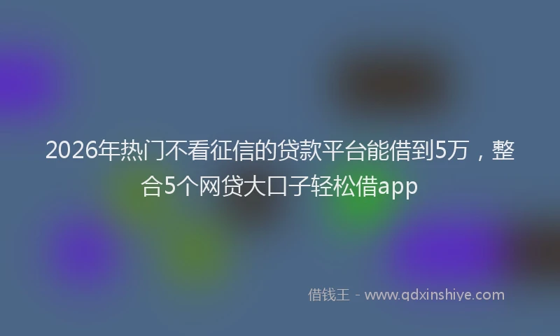 2026年热门不看征信的贷款平台能借到5万，整合5个网贷大口子轻松借app
