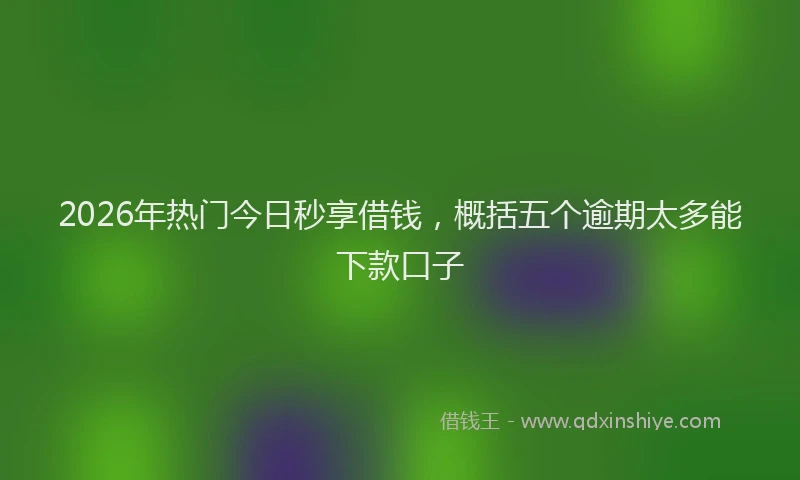 2026年热门今日秒享借钱，概括五个逾期太多能下款口子