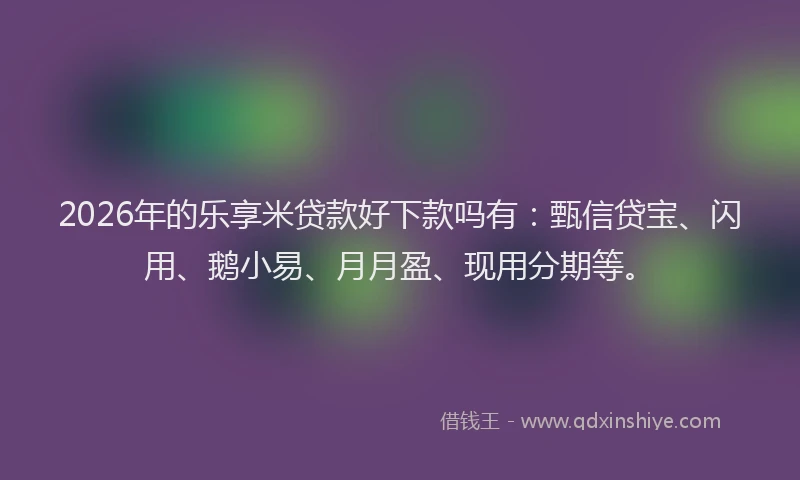 2026年的乐享米贷款好下款吗有：甄信贷宝、闪用、鹅小易、月月盈、现用分期等。