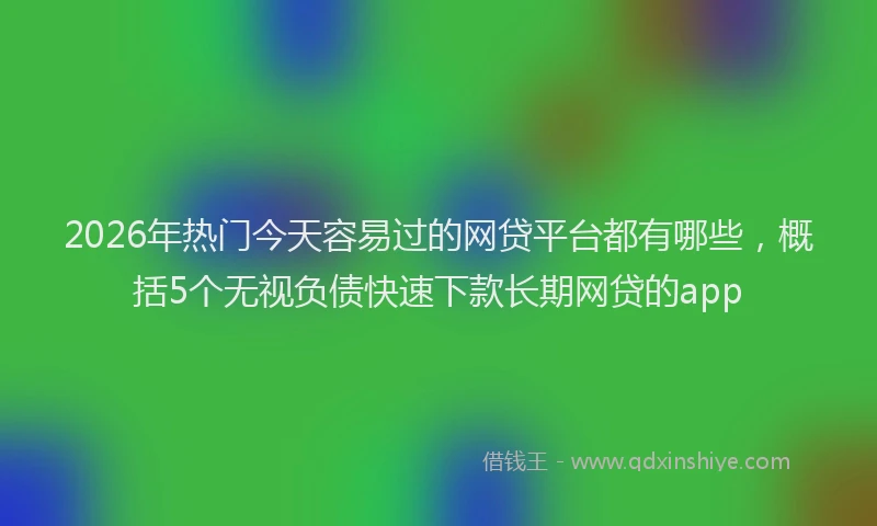 2026年热门今天容易过的网贷平台都有哪些，概括5个无视负债快速下款长期网贷的app