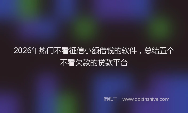 2026年热门不看征信小额借钱的软件，总结五个不看欠款的贷款平台