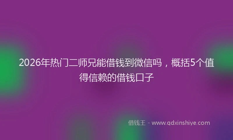 2026年热门二师兄能借钱到微信吗，概括5个值得信赖的借钱口子