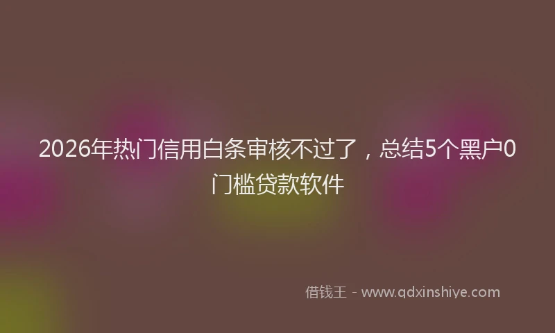 2026年热门信用白条审核不过了，总结5个黑户0门槛贷款软件