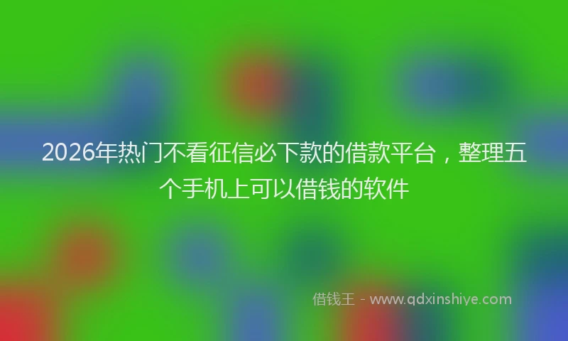 2026年热门不看征信必下款的借款平台，整理五个手机上可以借钱的软件