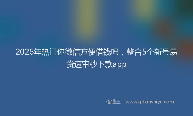 2026年热门你微信方便借钱吗，整合5个新号易贷速审秒下款app