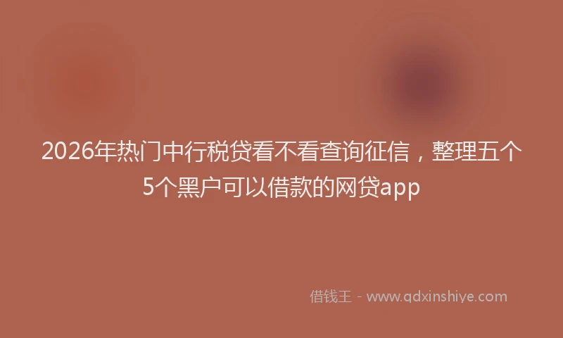 2026年热门中行税贷看不看查询征信，整理五个5个黑户可以借款的网贷app