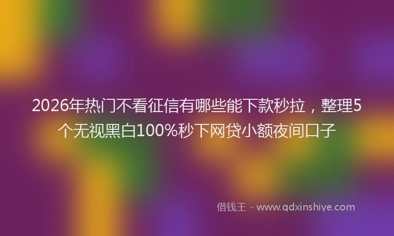 2026年热门不看征信有哪些能下款秒拉，整理5个无视黑白100%秒下网贷小额夜间口子