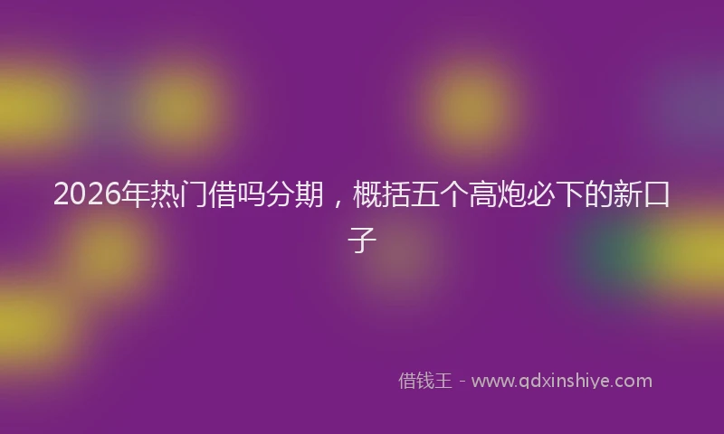 2026年热门借吗分期，概括五个高炮必下的新口子