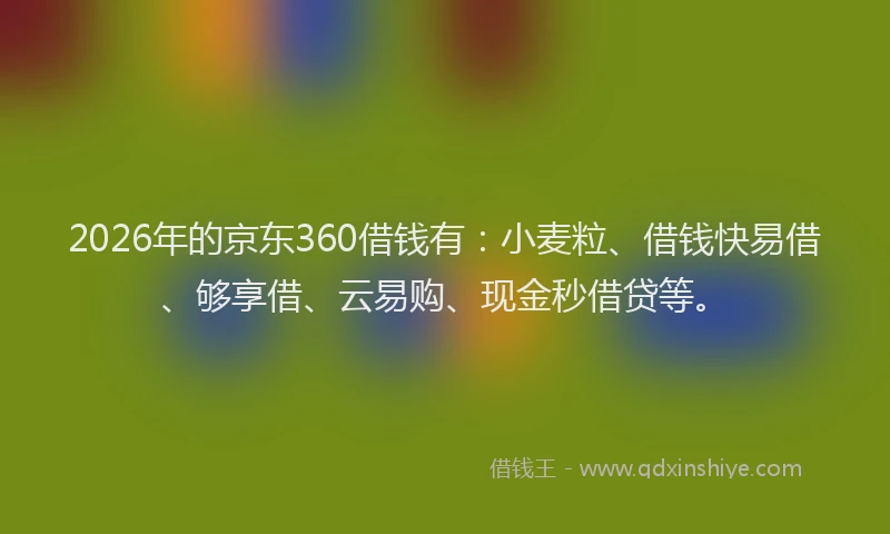 2026年的京东360借钱有：小麦粒、借钱快易借、够享借、云易购、现金秒借贷等。