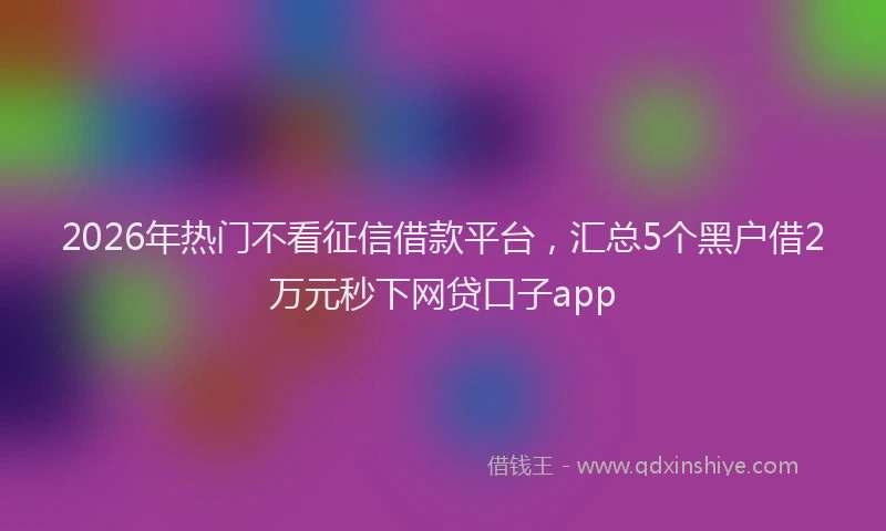 2026年热门不看征信借款平台，汇总5个黑户借2万元秒下网贷口子app
