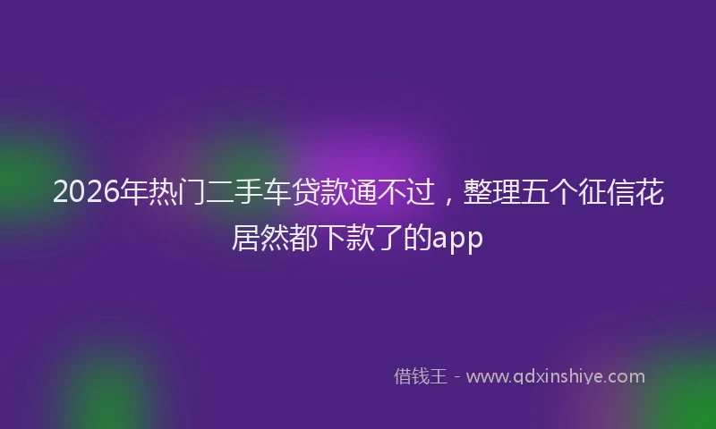 2026年热门二手车贷款通不过，整理五个征信花居然都下款了的app