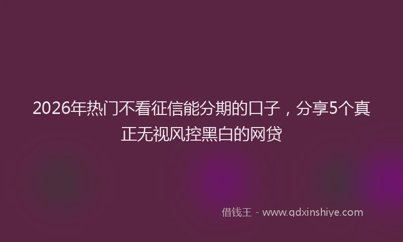 2026年热门不看征信能分期的口子，分享5个真正无视风控黑白的网贷