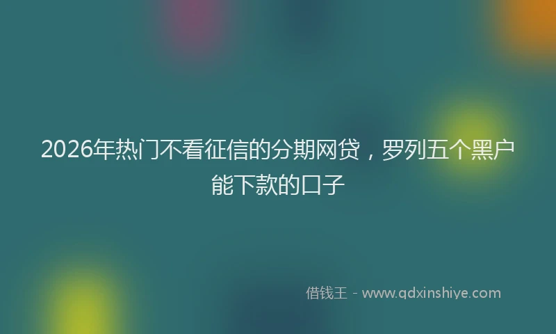 2026年热门不看征信的分期网贷，罗列五个黑户能下款的口子