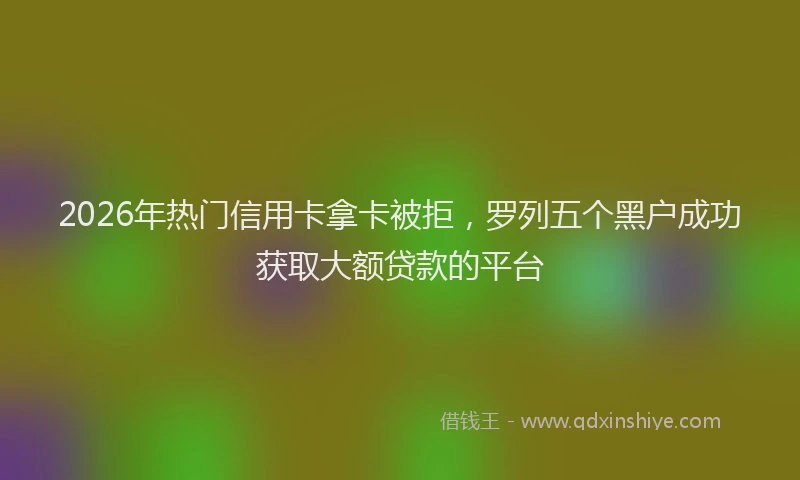 2026年热门信用卡拿卡被拒，罗列五个黑户成功获取大额贷款的平台