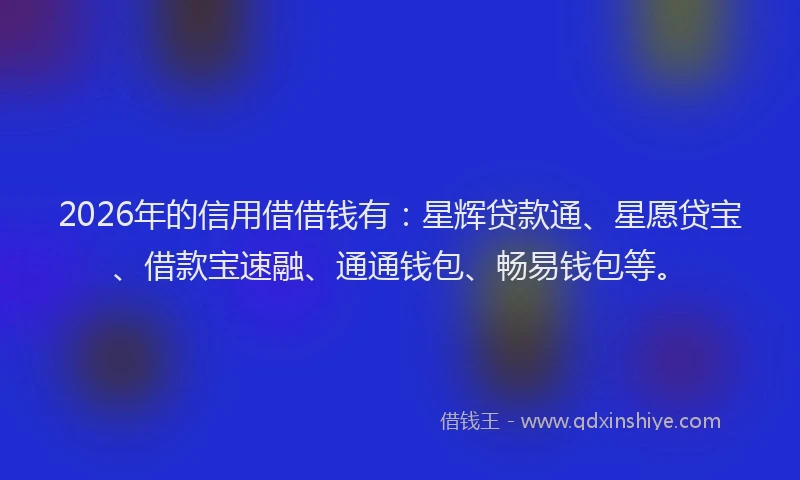 2026年的信用借借钱有：星辉贷款通、星愿贷宝、借款宝速融、通通钱包、畅易钱包等。
