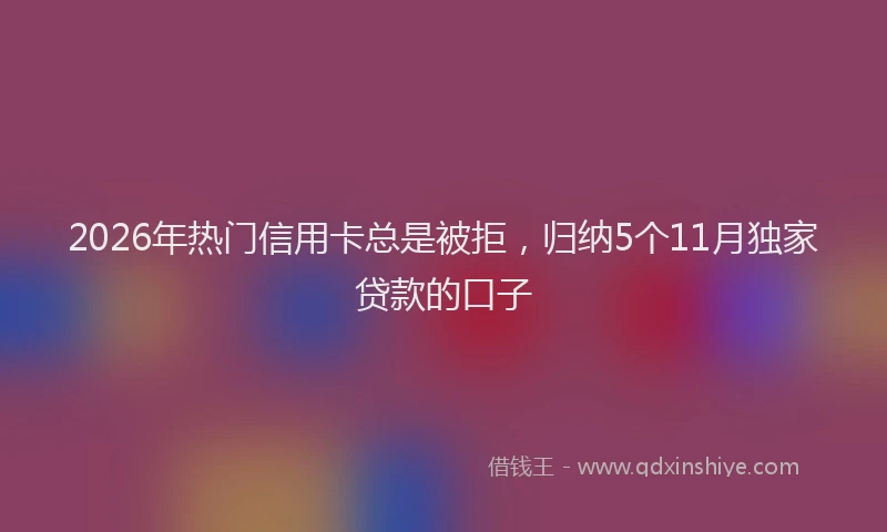 2026年热门信用卡总是被拒，归纳5个11月独家贷款的口子