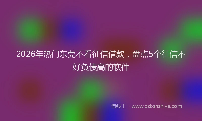 2026年热门东莞不看征信借款，盘点5个征信不好负债高的软件