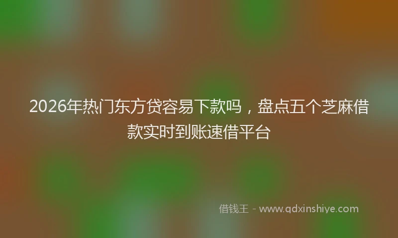2026年热门东方贷容易下款吗，盘点五个芝麻借款实时到账速借平台