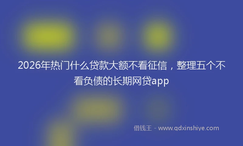 2026年热门什么贷款大额不看征信，整理五个不看负债的长期网贷app