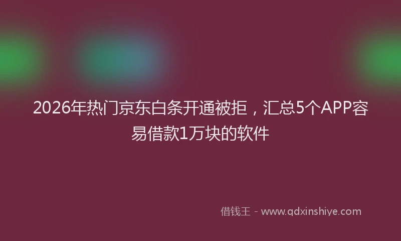 2026年热门京东白条开通被拒，汇总5个APP容易借款1万块的软件