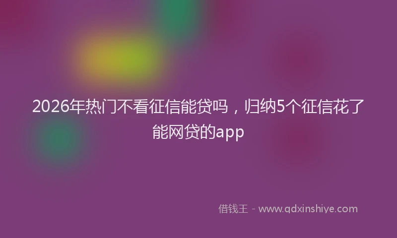 2026年热门不看征信能贷吗，归纳5个征信花了能网贷的app