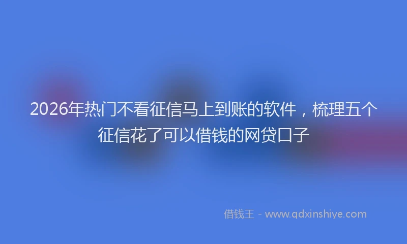 2026年热门不看征信马上到账的软件，梳理五个征信花了可以借钱的网贷口子