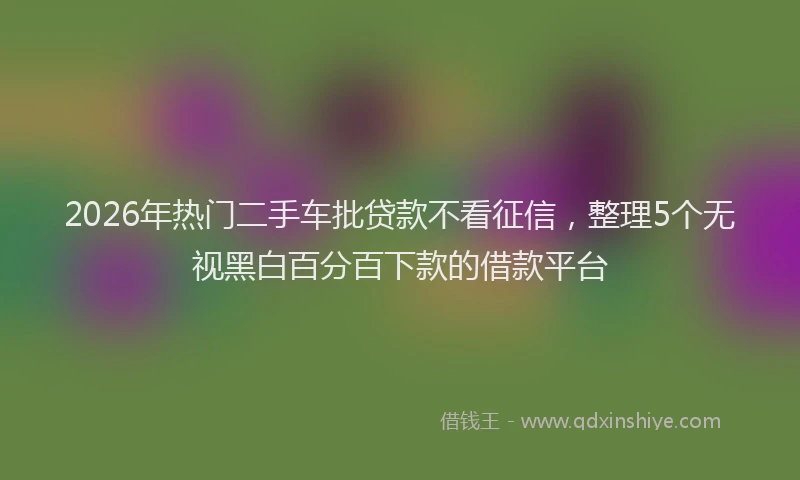 2026年热门二手车批贷款不看征信，整理5个无视黑白百分百下款的借款平台