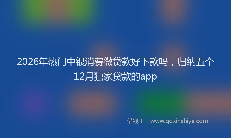 2026年热门中银消费微贷款好下款吗，归纳五个12月独家贷款的app
