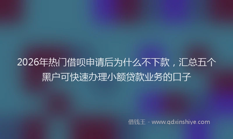 2026年热门借呗申请后为什么不下款，汇总五个黑户可快速办理小额贷款业务的口子